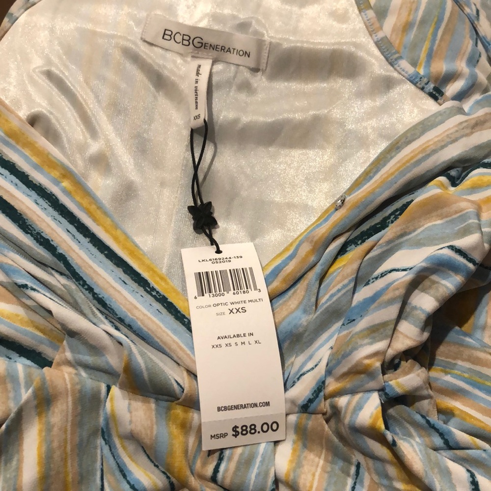 BCBGeneration striped draped pocket midi dress - Picture 4 of 4